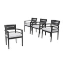 Outdoor Patio Dining Chairs With Outdoor Grade Sunbrella Fabric Cushions, Tapered Feet (Set of 4) - Ember Black by HouseOfZazla