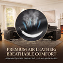 5-Seater Air Leather L-Shaped Powered Recliner Sofa Set with Motorized Lift Cabinet by HouseOfZazla