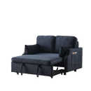 50" Velvet Upholstered Sleeper Sofa bed with Side Storage Pockets, Nailhead Design, 2-Seater Sofa with 2 Pillows and removeable Backrest Pull-out Sofa Bed for Small Spaces in Living Rooms