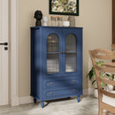 46.5'' Glass Display Cabinet with Ribbed Glass Doors