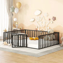 Metal Floor Bed Frame With Fence And Door by HouseOfZazla
