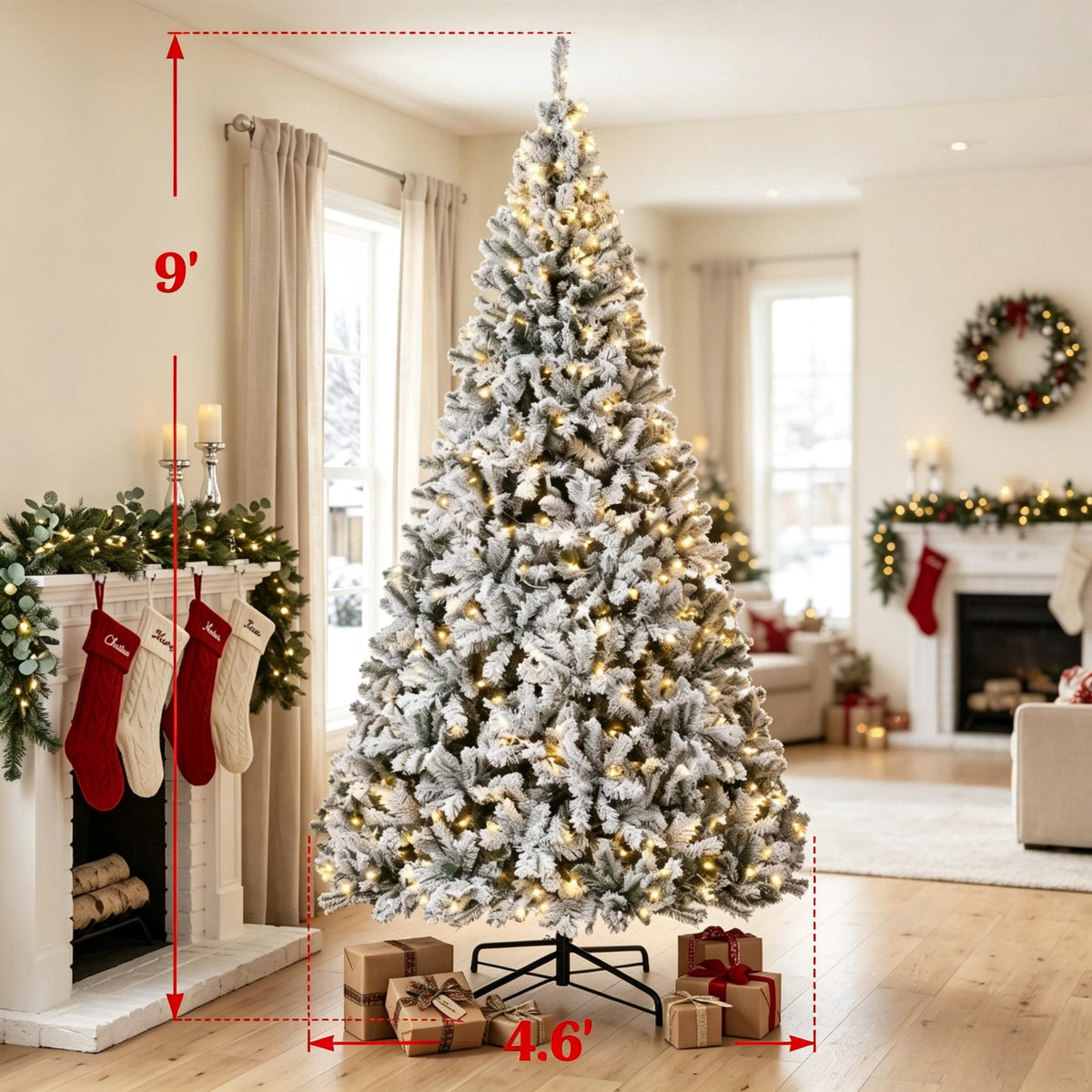 9 Ft Pre-Lit Flocked Fraser Fir Artificial Christmas Tree, photo 5 of 9