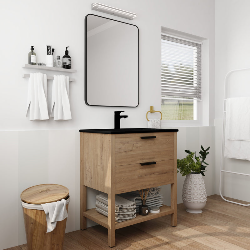 30 Inch Bathroom Vanity Plywood With 2 Drawers (BMO-BL9075BK)