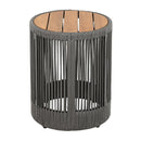 Outdoor Rope Chaise Lounge Set, Patio Lounge Chairs with Teak Look Wood Side Table by HouseOfZazla