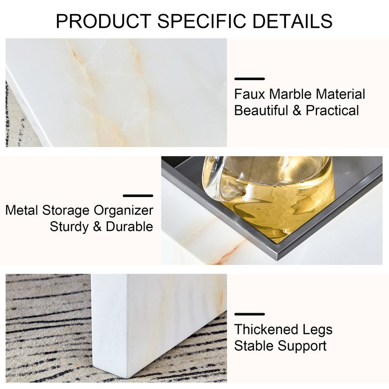 A modern and practical coffee table with imitation marble patterns, made of MDF material. The fusion of elegance and natural fashion 47.2"x 23.6"x 12 "