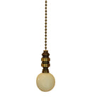 Ceramic 35mm Ivory Ball Ceiling Fan Pull, 2"h with 12" Antiqued Brass Chain