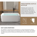 Rectangle Linear Freestanding Soaker Tub With Pop Up Drain, Double Wall Insulated Construction - Gloss White by HouseOfZazla