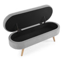 Ottoman Oval Storage Bench With Rubber Wood Legs Linen - Gray by HouseOfZazla