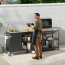 Outdoor Grill Table With Sink, Grill Cart With Sink And Cabinet With Wheels - Black / Silver by HouseOfZazla