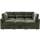 Modern Modular U-Shaped Sofa Bed With Movable Ottoman, USB Ports, Phone Holder
