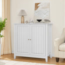 Mid Century Modern Double Door Storage Cabinet With Knobs - White by Unique Piece Furniture