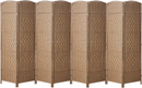 8 Panel Folding Room Divider Privacy Screen,  Home Decor Weave Fiber Double Hinges -Natural