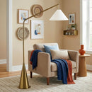 Lisbon - Floor Lamp With On / Off Switch Coned Base Hanging Shade - Antique Brass / White by HouseOfZazla