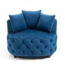 Accent Chair / Classical Barrel Chair for living room / Modern Leisure Sofa Chair (Blue)