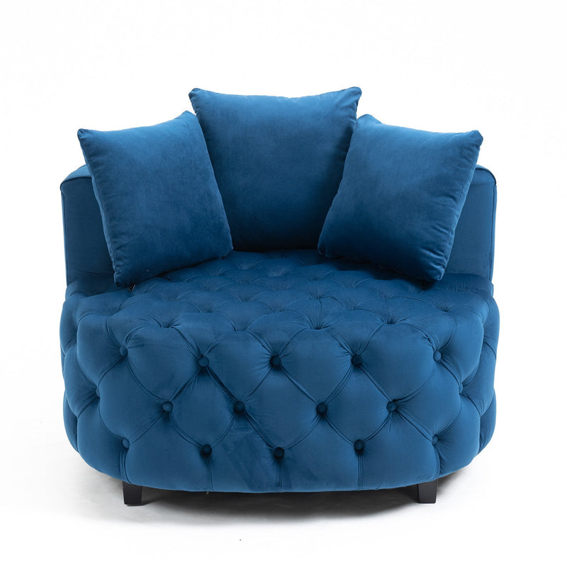 Accent Chair / Classical Barrel Chair for living room / Modern Leisure Sofa Chair (Blue)