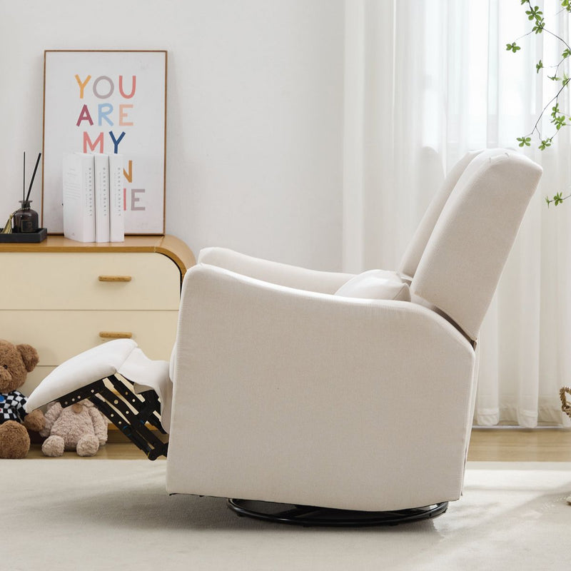 29.5'' Wide Wingback Swivel Rocker Recliner Chair, Glider Rocker Recliner, Rocking Chair Nursery for Living Room Bedroom Apartment,Linen,Beige