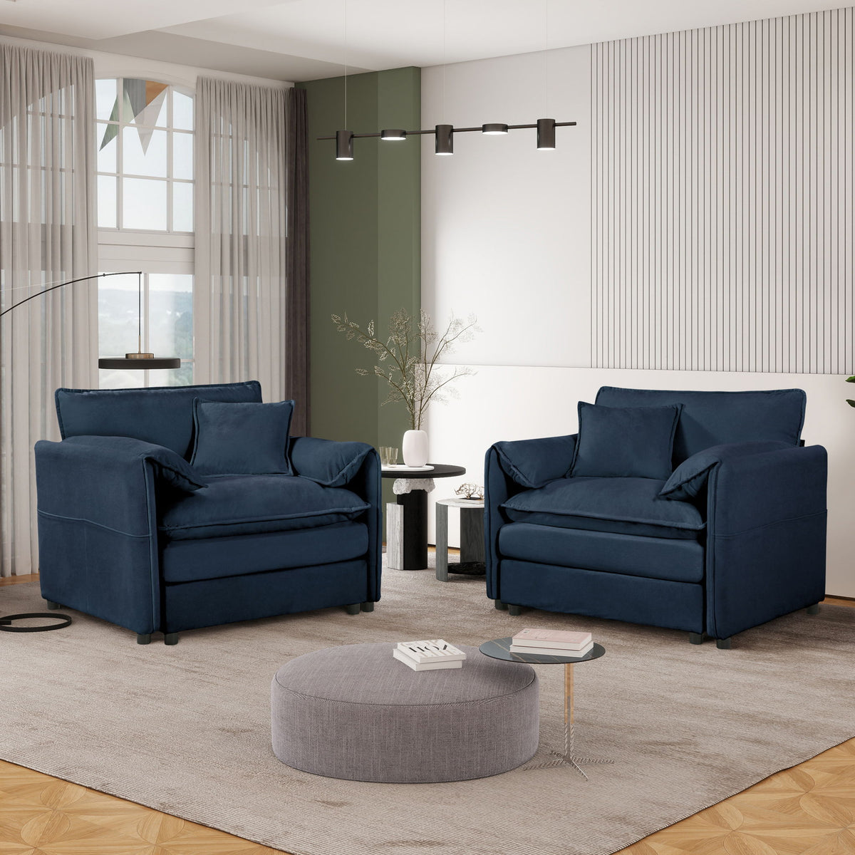 Modern Oversized Accent Chair, Comfy Single Sofa With Large Seat (Set of 2), photo 13 of 19