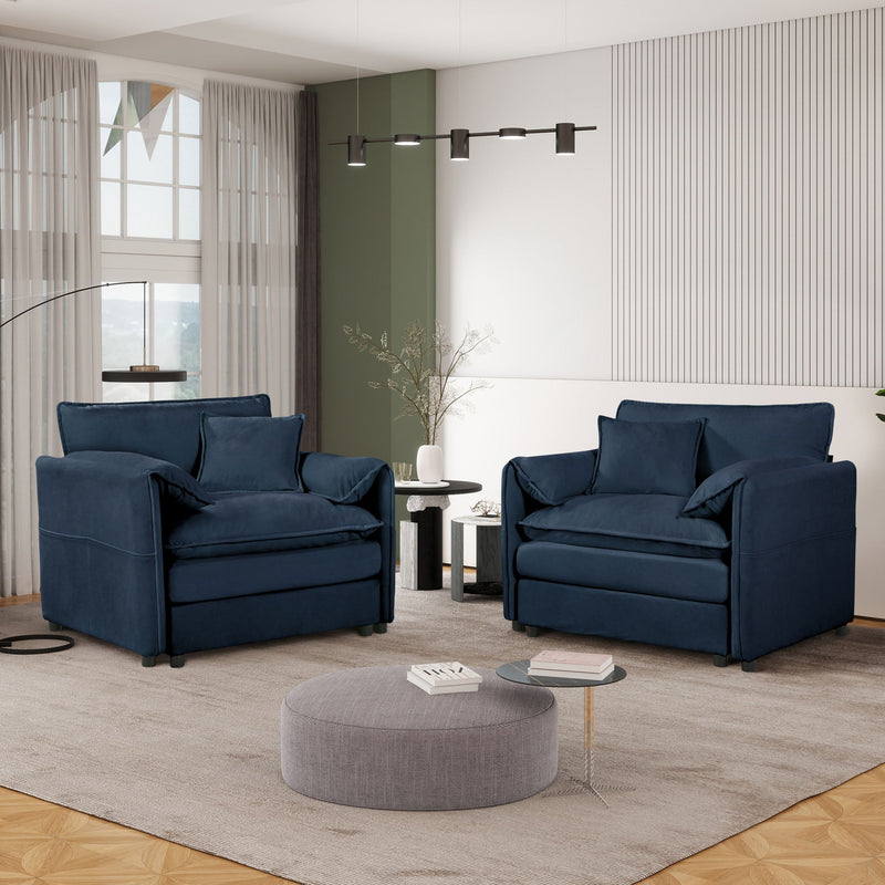 Modern Oversized Accent Chair, Comfy Single Sofa With Large Seat (Set of 2), photo 13 of 19
