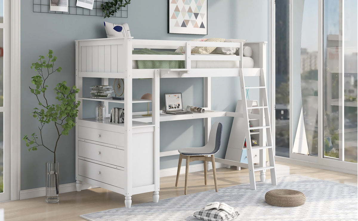 Loft Bed With Drawers With Desk And Shelves, photo 8 of 17