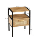15.75" Rattan End table with drawer, Modern nightstand, metal legs,side table for living room, bedroom,natural(1 pc)