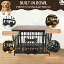 Vintage Wood Grain Dog Cage with Rotating Bowl