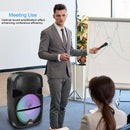 Wireless Speaker Portable PA Karaoke System with 12" Subwoofer Sound System Wired Microphone w/ DJ Lights FM Remote Control