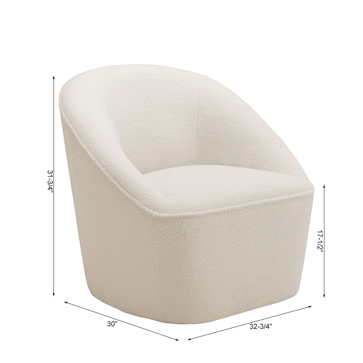 Anson - Swivel Chair With Soft Rounded Back - Off White, photo 5 of 11