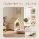 Indoor Dog House With Cushion Pet House For Small Dogs & Cats - Creamy White / Light Yellow by HouseOfZazla