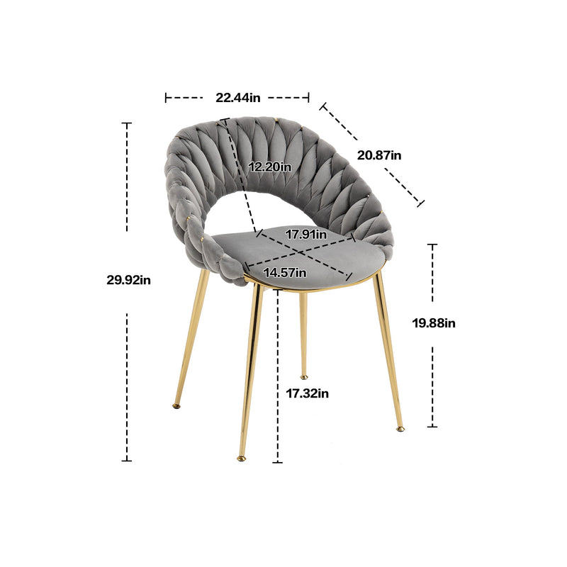 Accent Chairs Set of 2, Velvet Side Chairs with Gold Legs, Mid-Century Upholstered Dining Chairs for Living Room, Kitchen, Bedroom, Beauty Room