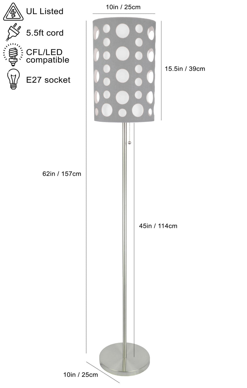 62"H GREY/WHITE RETRO FLOOR LAMP