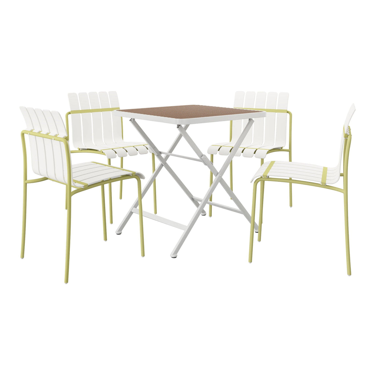 4 Piece Set Of Modern Color Block Designed Single Chairs With Folding Square Table, photo 15 of 27