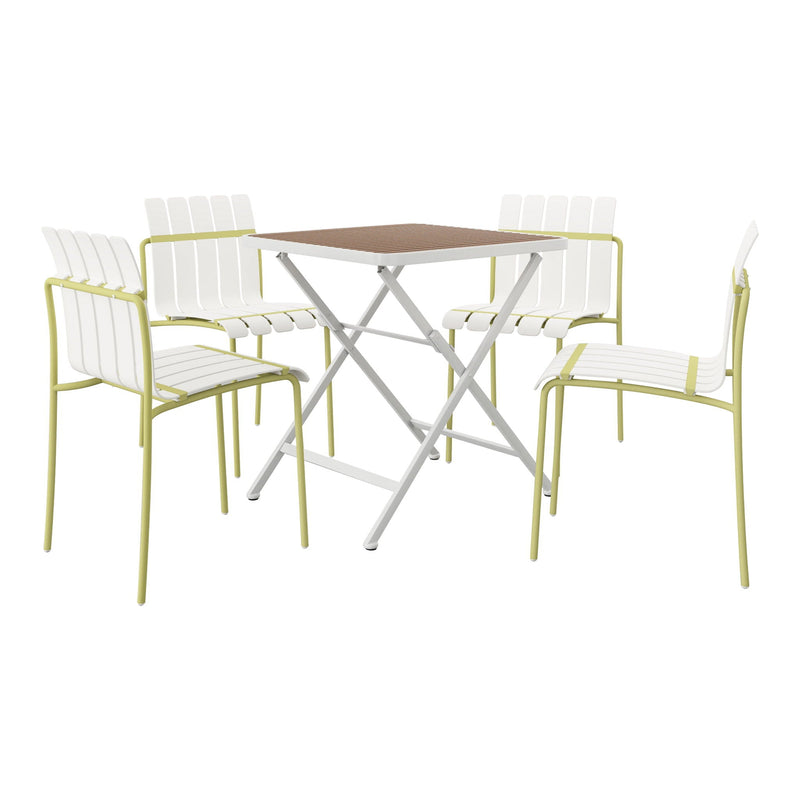 4 Piece Set Of Modern Color Block Designed Single Chairs With Folding Square Table, photo 15 of 27
