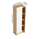 Tall Freestanding Bathroom Side Cabinet With Single Door & 4 Tier Open Shelves - Black / Light Oak / White by HouseOfZazla
