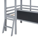 Loft House Bed With Ladder And Slide, With board And Light Strip On The Roof by HouseOfZazla