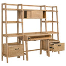 Fabian 4-piece Computer Desk and Bookshelf Set Distressed Light Brown