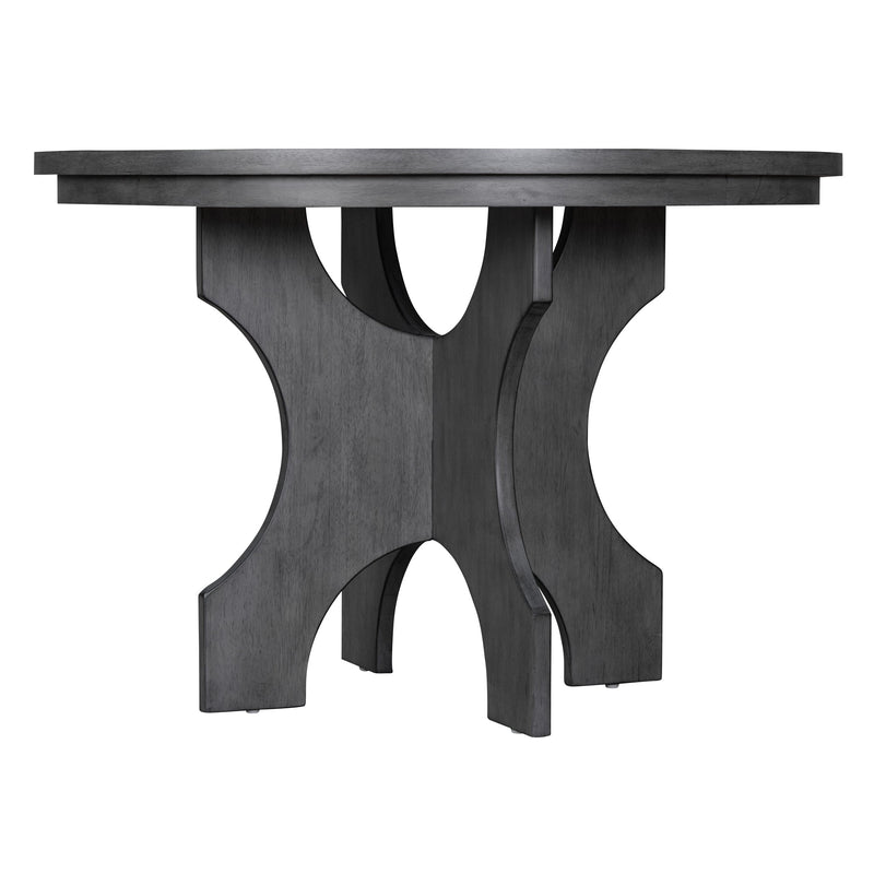 5-Piece Dining Table Set, 44" Round Dining Table with Curved Bench & Side Chairs for 4-5 People for Dining Room and Kitchen (Grey)