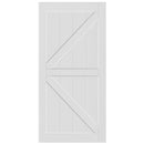 36" x 84" K" Style Wood Primed Standard Barn Door Slab, DIY Unfinished Solid Wood Paneled Door, Interior Single Door Slab