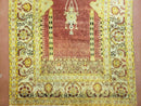 4' 5" X 7' Antique HandmadeTurkish Prayer Melas Oushak Wool Rug Mehrab Nice