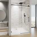 Frameless Single Sliding Soft Close Shower Door, 5 / 16" Clear Nano Coated Tempered Glass And 304 Stainless Steel Handle - Matte Black by HouseOfZazla
