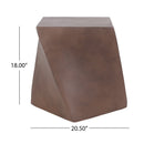 Modern Outdoor Lightweight Concrete Side Table with Abstract Design in Brown Magnesium Oxide, 21 x 21 x 18 Inches