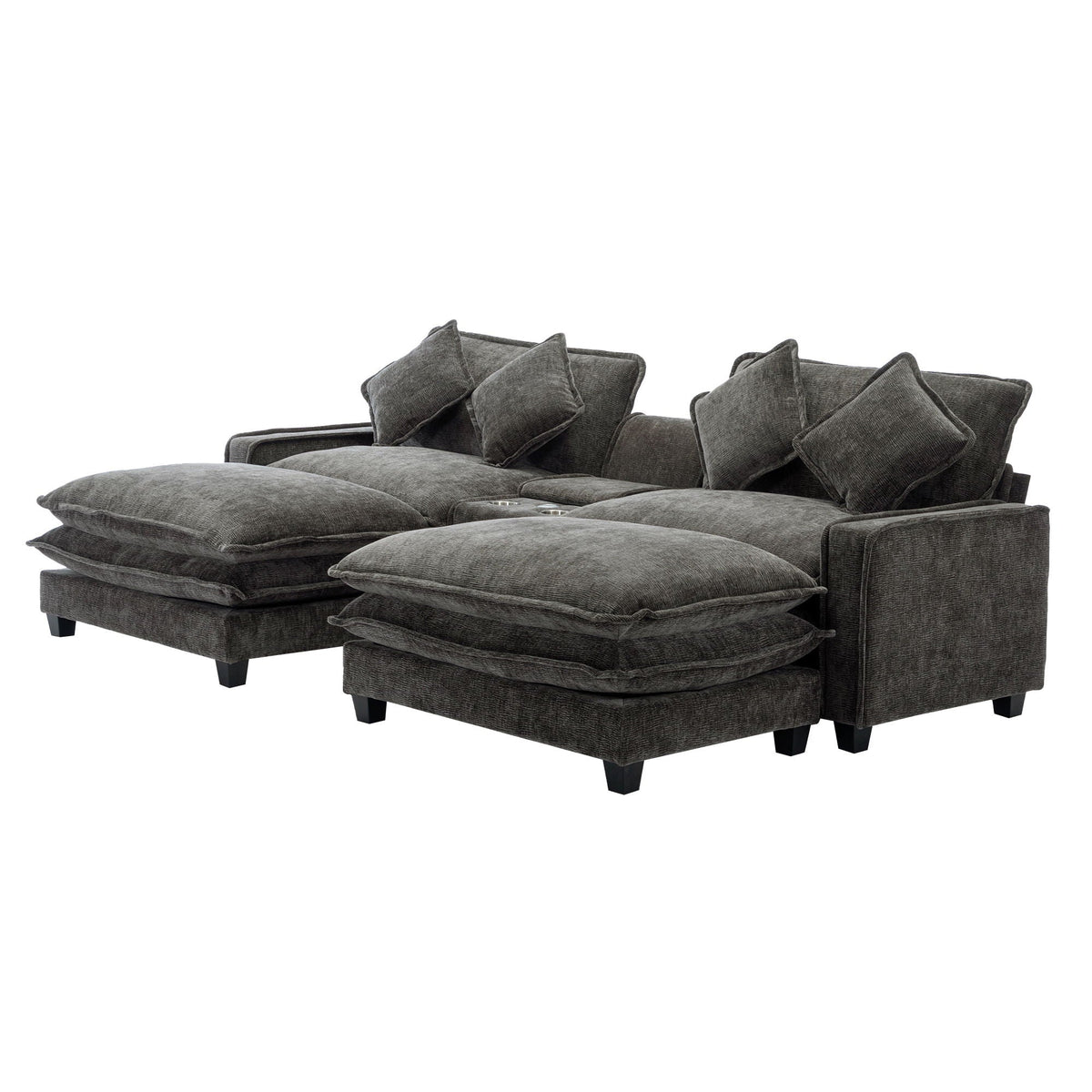 Modern Sectional Sofa With Removable Ottomans, USB Ports, photo 23 of 40