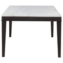 Averill 72-inch Rectangular White Marble Top Dining Table Coffee Bean