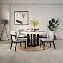 Edwyn - Round Dining Table - White Natural Marble Top & Espresso by Unique Piece Furniture