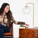Haven - Clear Table Lamp, Button Control - Gold / White / White Marble by HouseOfZazla