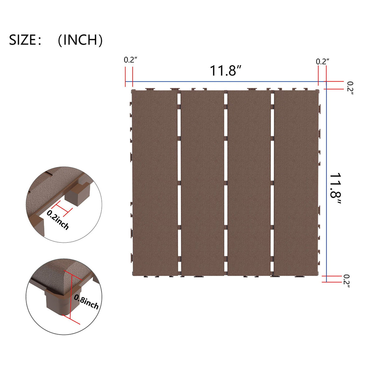 Plastic Interlocking 44 Pack Patio Deck Tiles, Square Waterproof Outdoor All Weather Use, photo 9 of 11