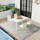 4 Piece Set Of Modern Color Block Designed Single Chairs With Long Table by HouseOfZazla