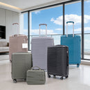 4-Piece PP Spinner Wheel Luggage Set with Cosmetic Case, Light Gray