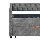 Upholstered Tufted Daybed With 2 Drawers, Waved Arms by HouseOfZazla