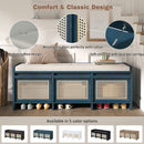 TREXM 48" Entryway Shoe Bench, Retro Storage Bench with Rattan Drawers