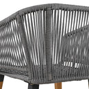 6-Piece Rope Patio Furniture Set, Outdoor Furniture with Acacia Wood Cool Bar Table with Ice Bucket, Deep Seat Patio Conversation Set with Two Stools for Backyard Porch Balcony (Grey)